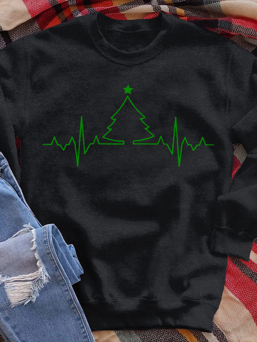Christmas Heartbeat Print Sweatshirt