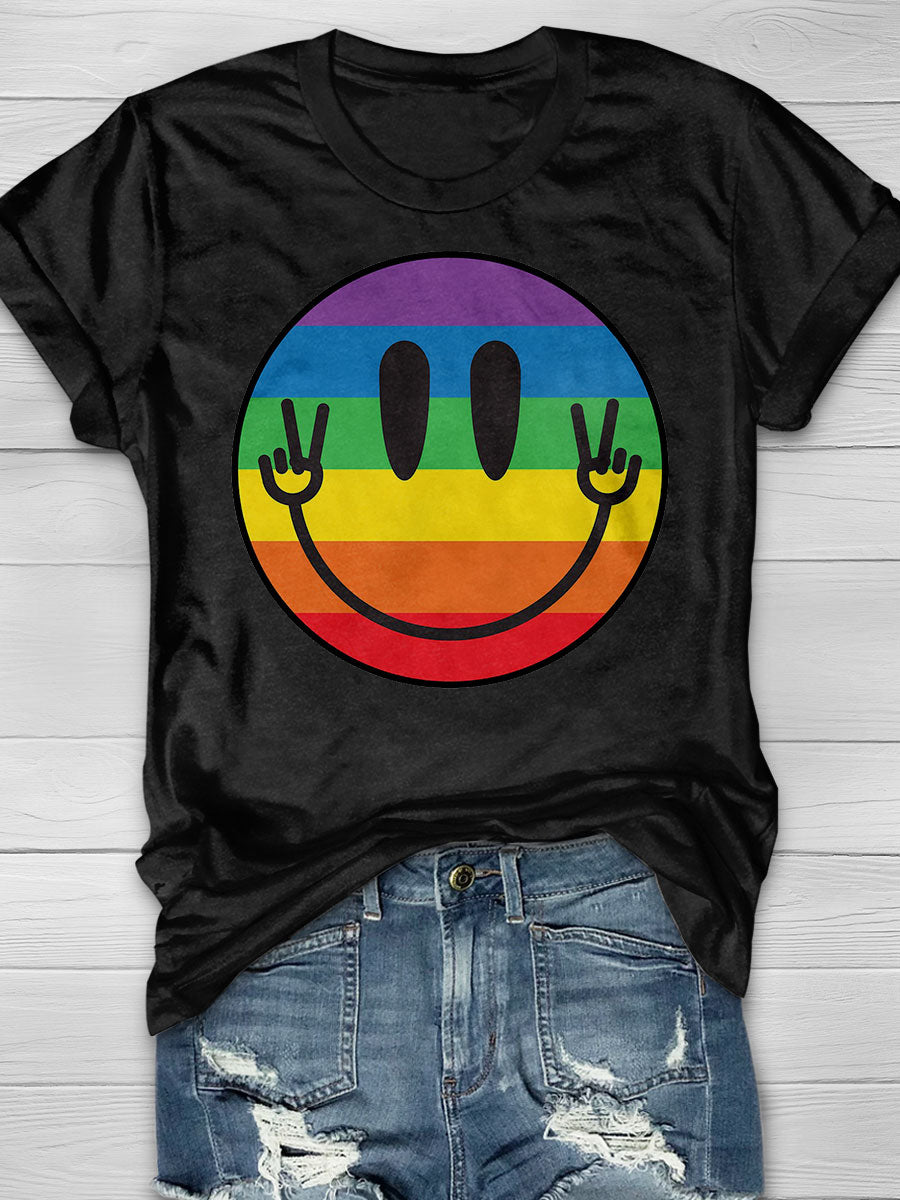 Smile Peace And Love Print T-shirt