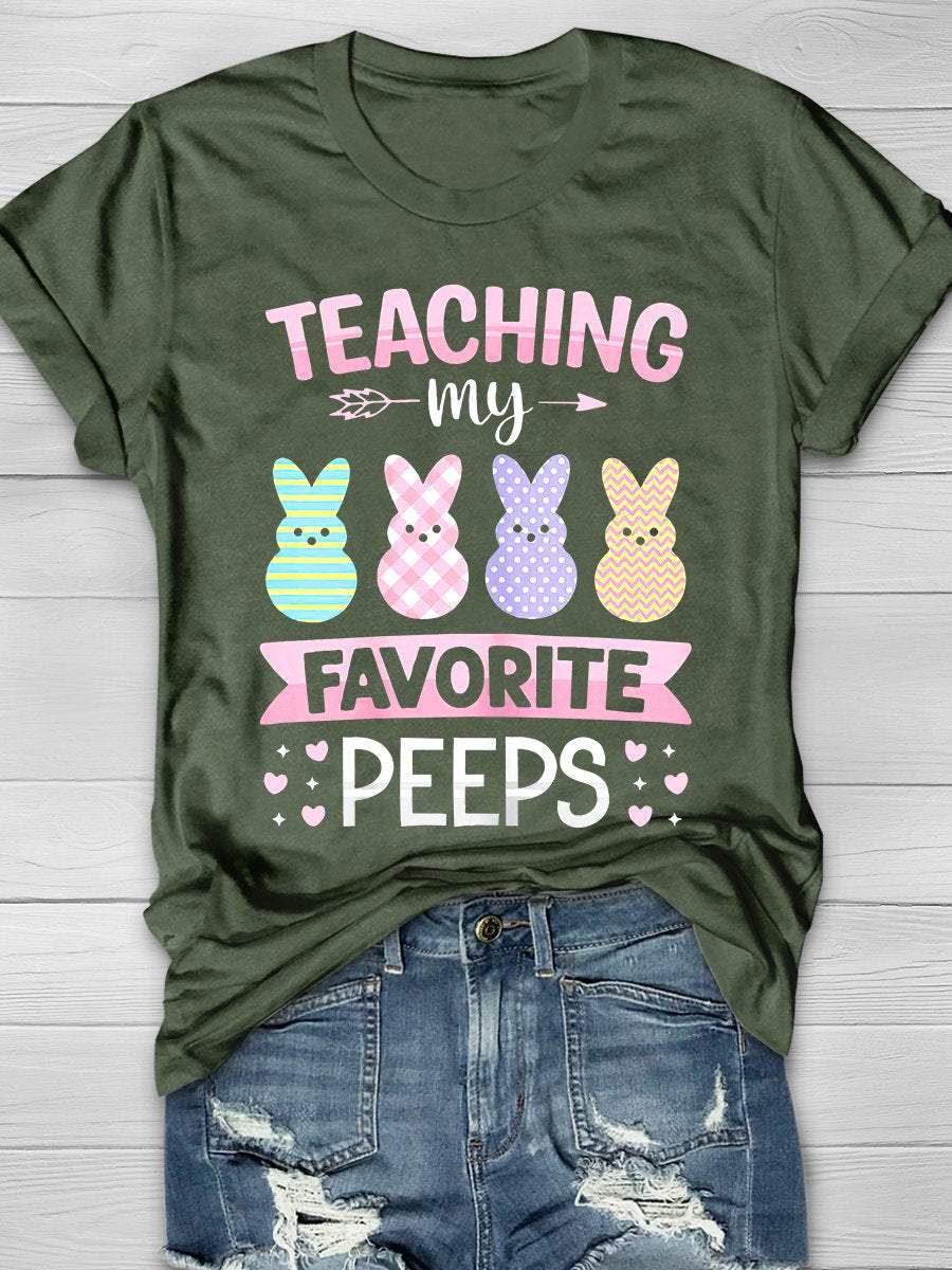Teaching My Favorite Peeps Easter Teacher Print Short Sleeve T-shirt