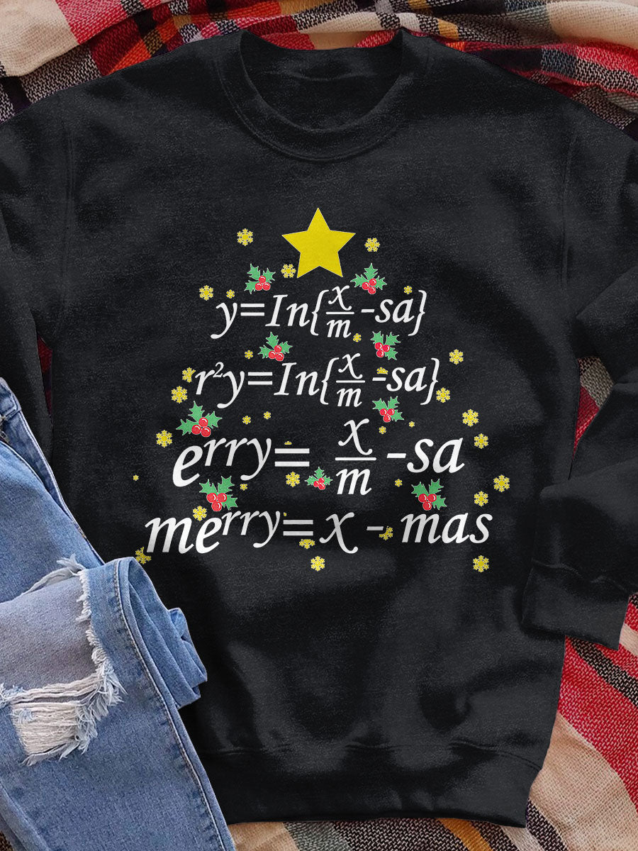 Christmas Math Teacher Tree Print Sweatshirt