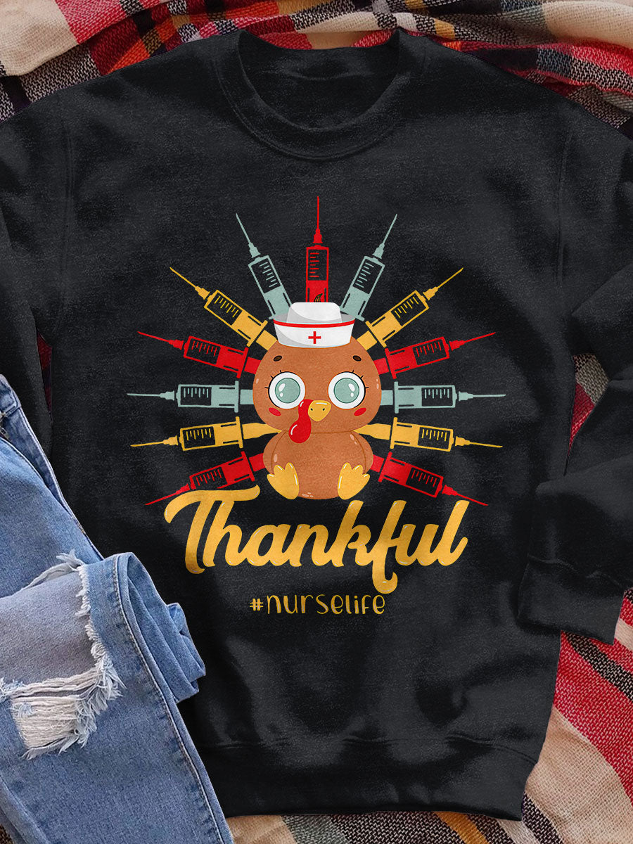 Thankful Nurselife Print Sweatshirt