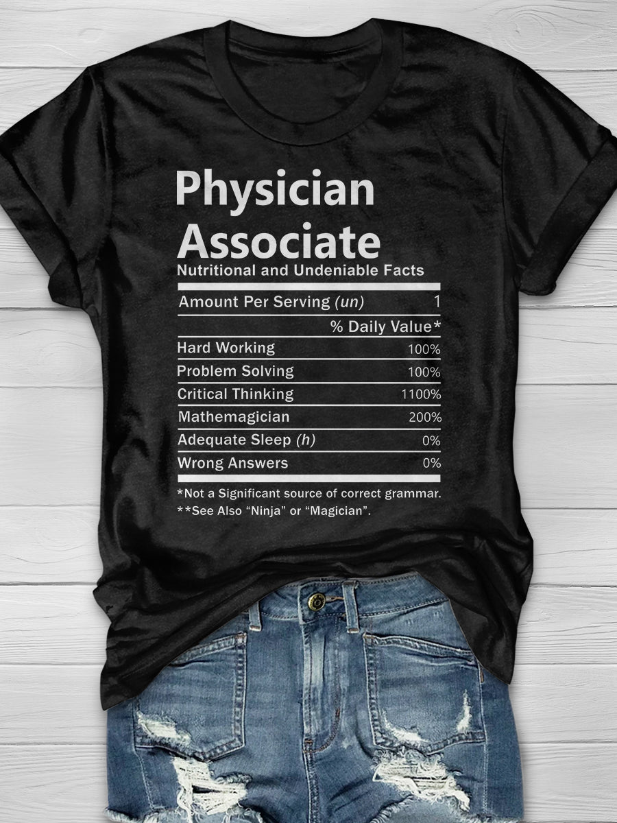 Nutrition Factors Physician Associate Print Short Sleeve T-shirt