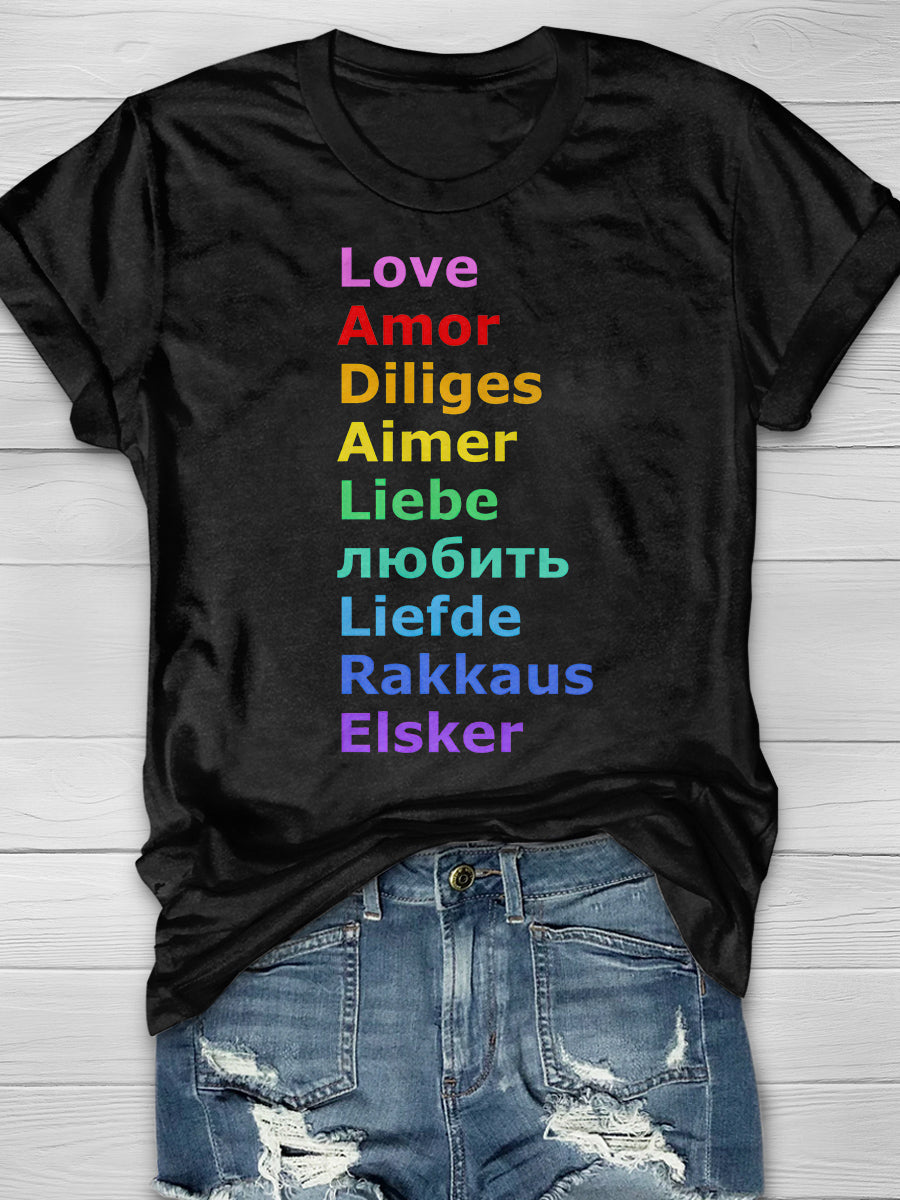 Love (languages) Print Short Sleeve T-shirt