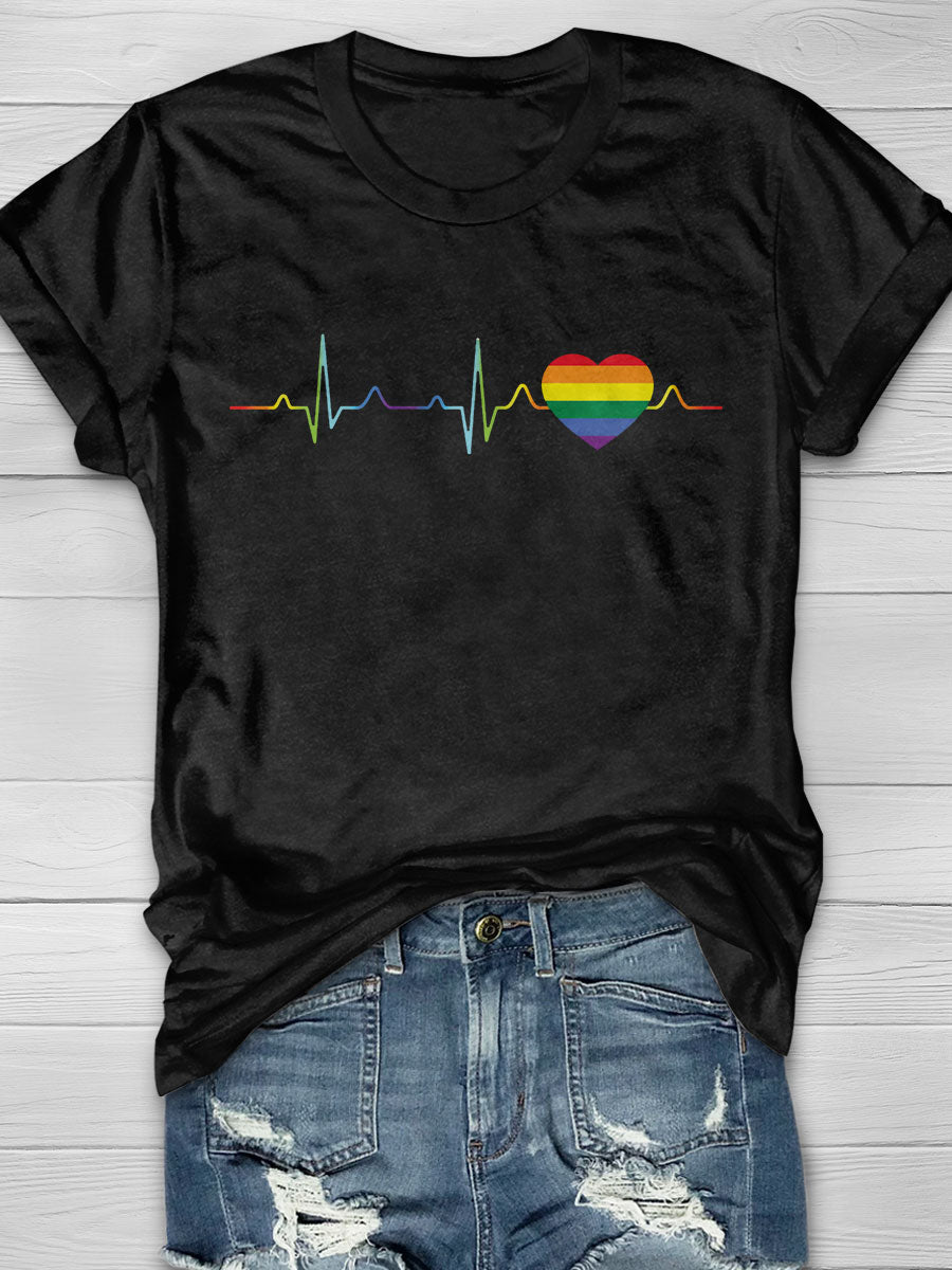 LGBT Heartbeat Print T-shirt