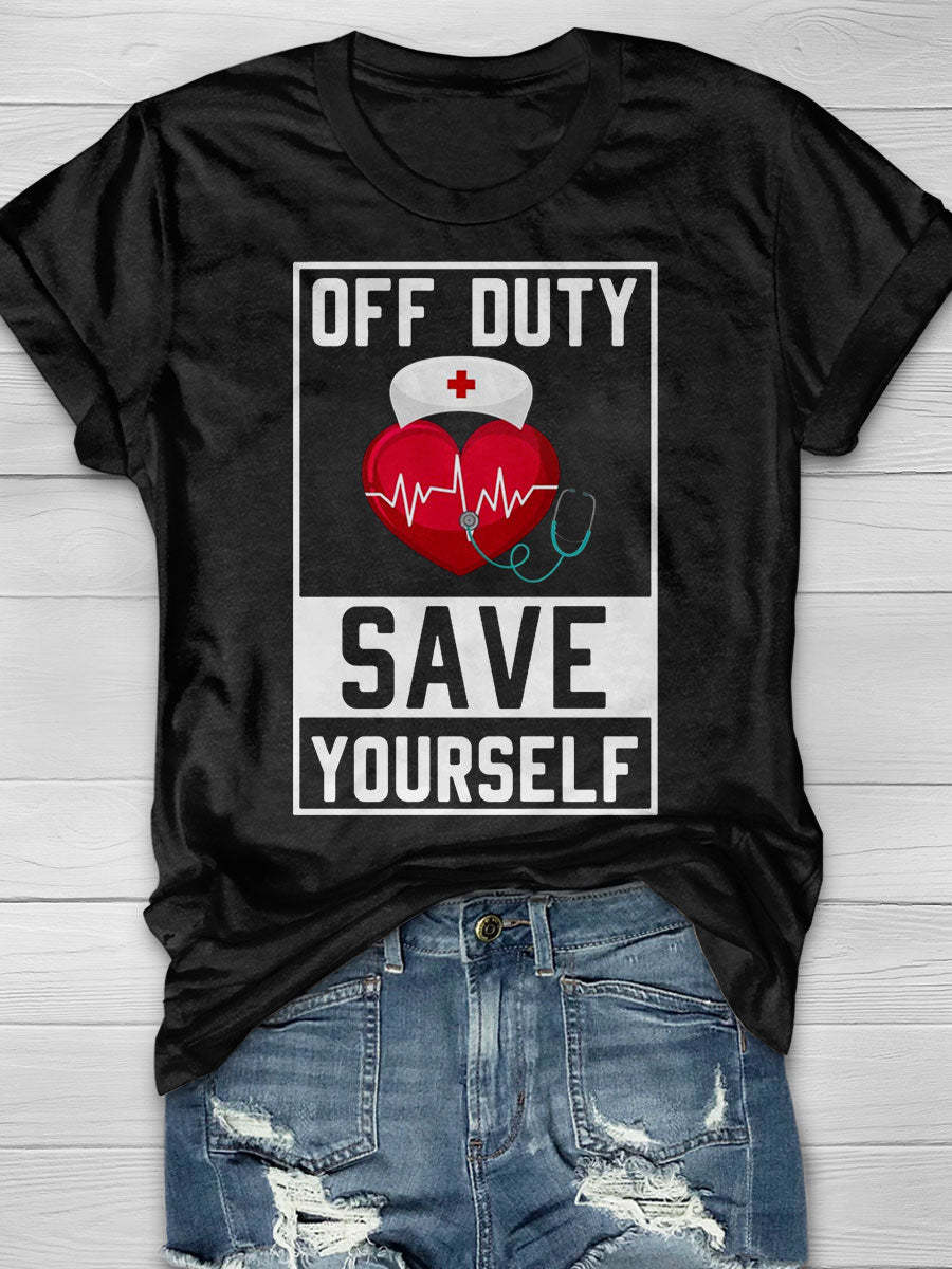 Off Duty Save Yourself Print T-Shirt