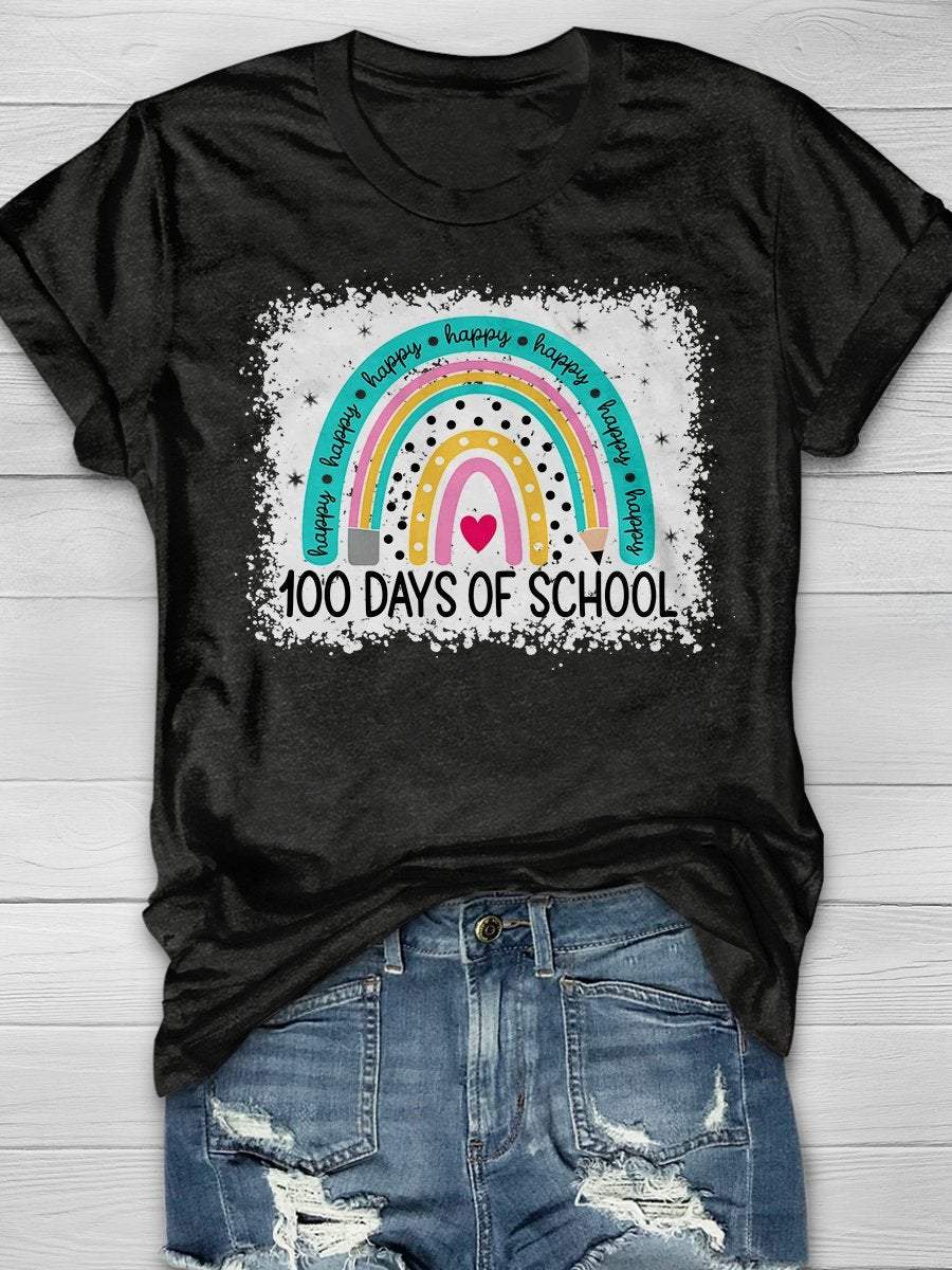 100 Days Of School Print Short Sleeve T-shirt
