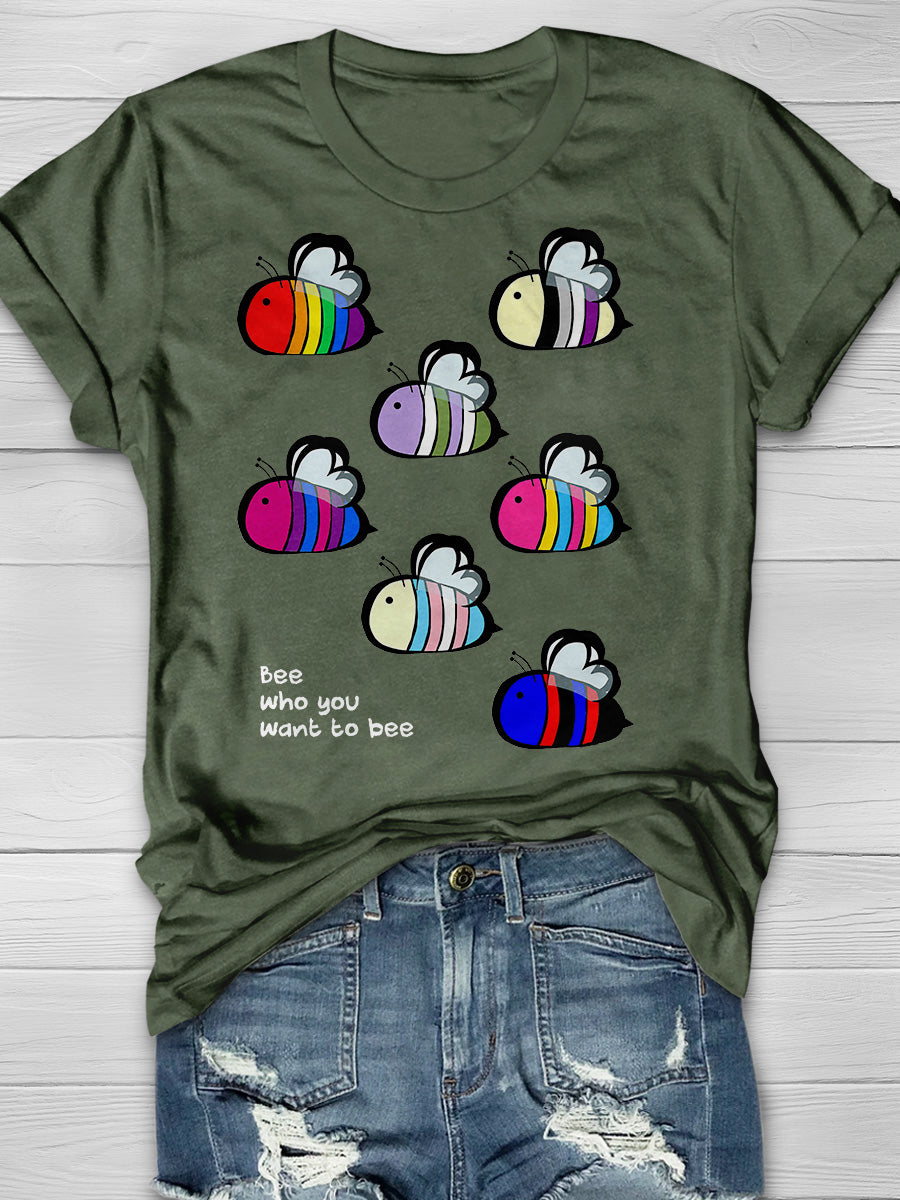 LGBT Pride Bee Swarm Print Short Sleeve T-shirt