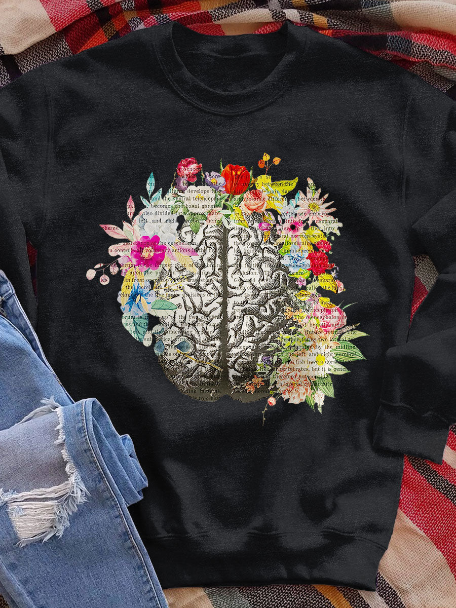 Cerebrum Flower Anatomy Print Sweatshirt