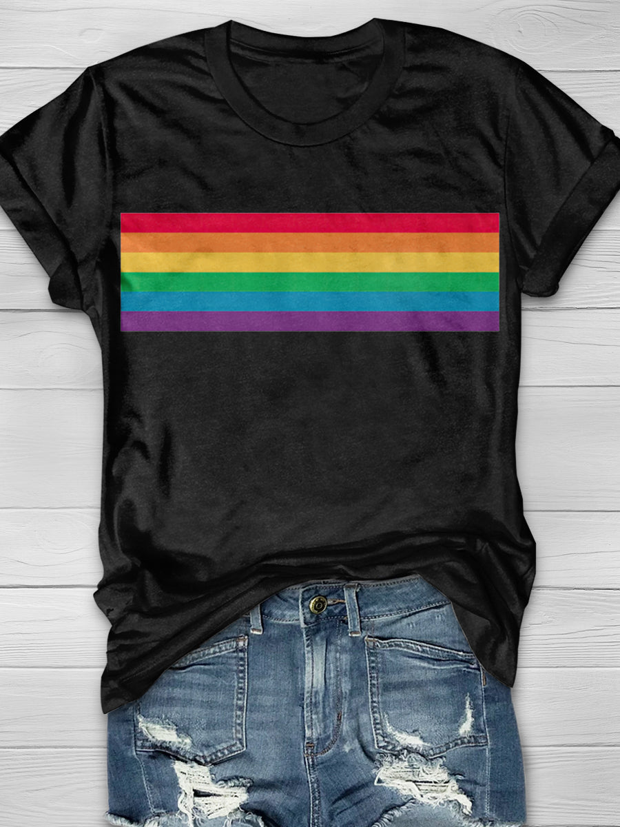 Rainbow Flag Stripe Print Short Sleeve T-shirt