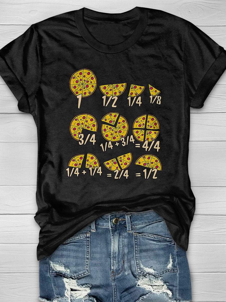 Funny Math Fraction Print Short Sleeve T-shirt