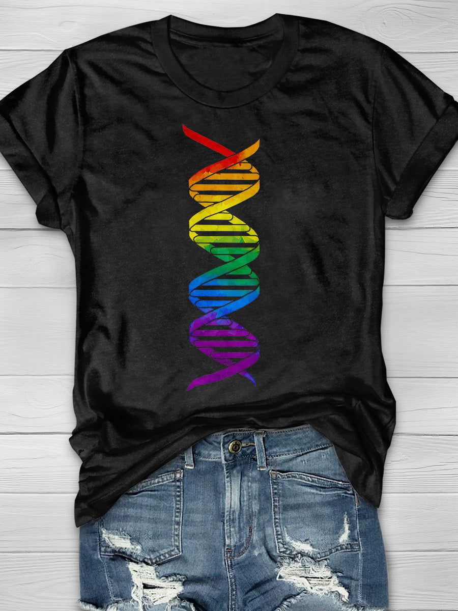 Rainbow Double Helix Print Short Sleeve T-shirt