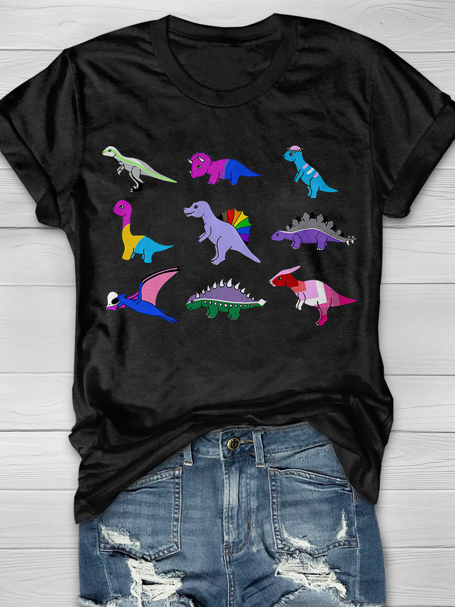 Pride Dinosaurs Print Short Sleeve T-shirt
