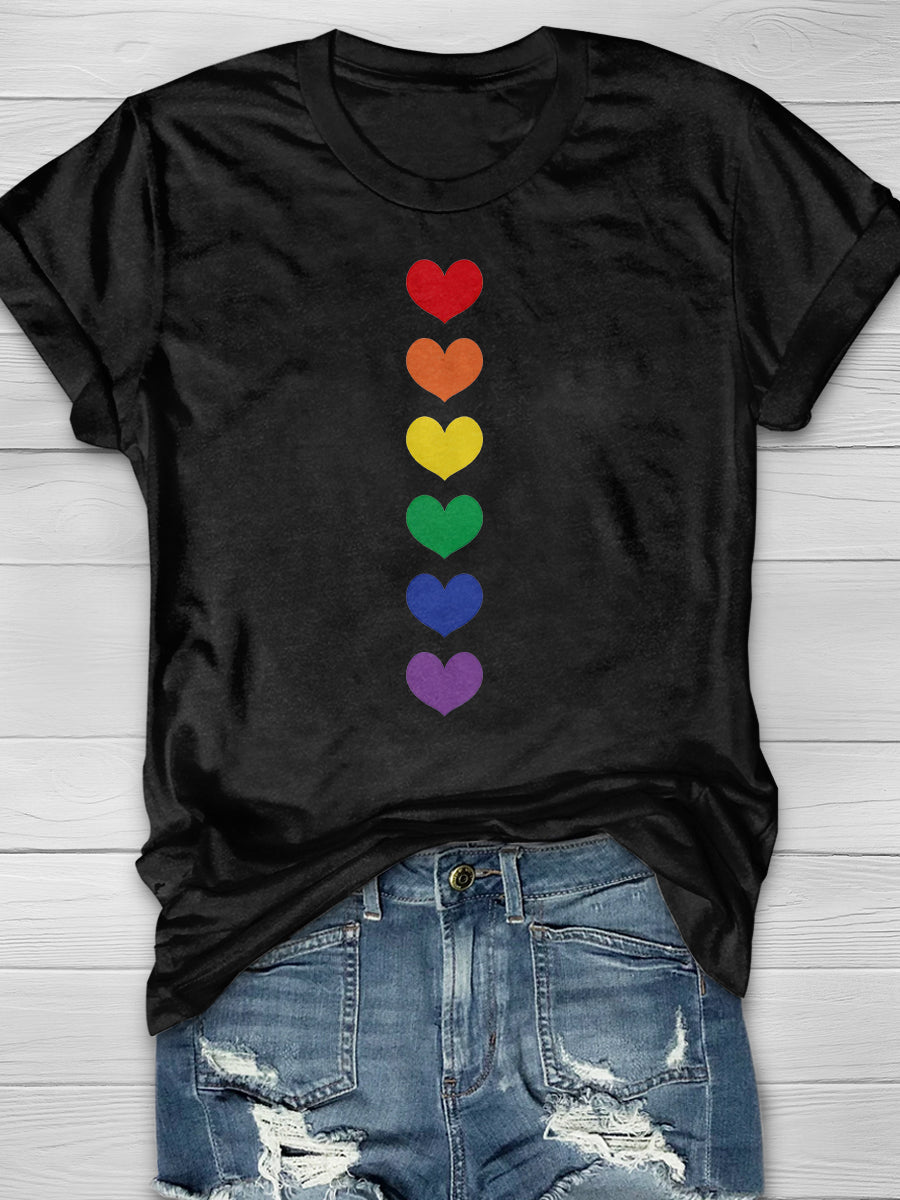 Pride Vertical Hearts Print Short Sleeve T-shirt