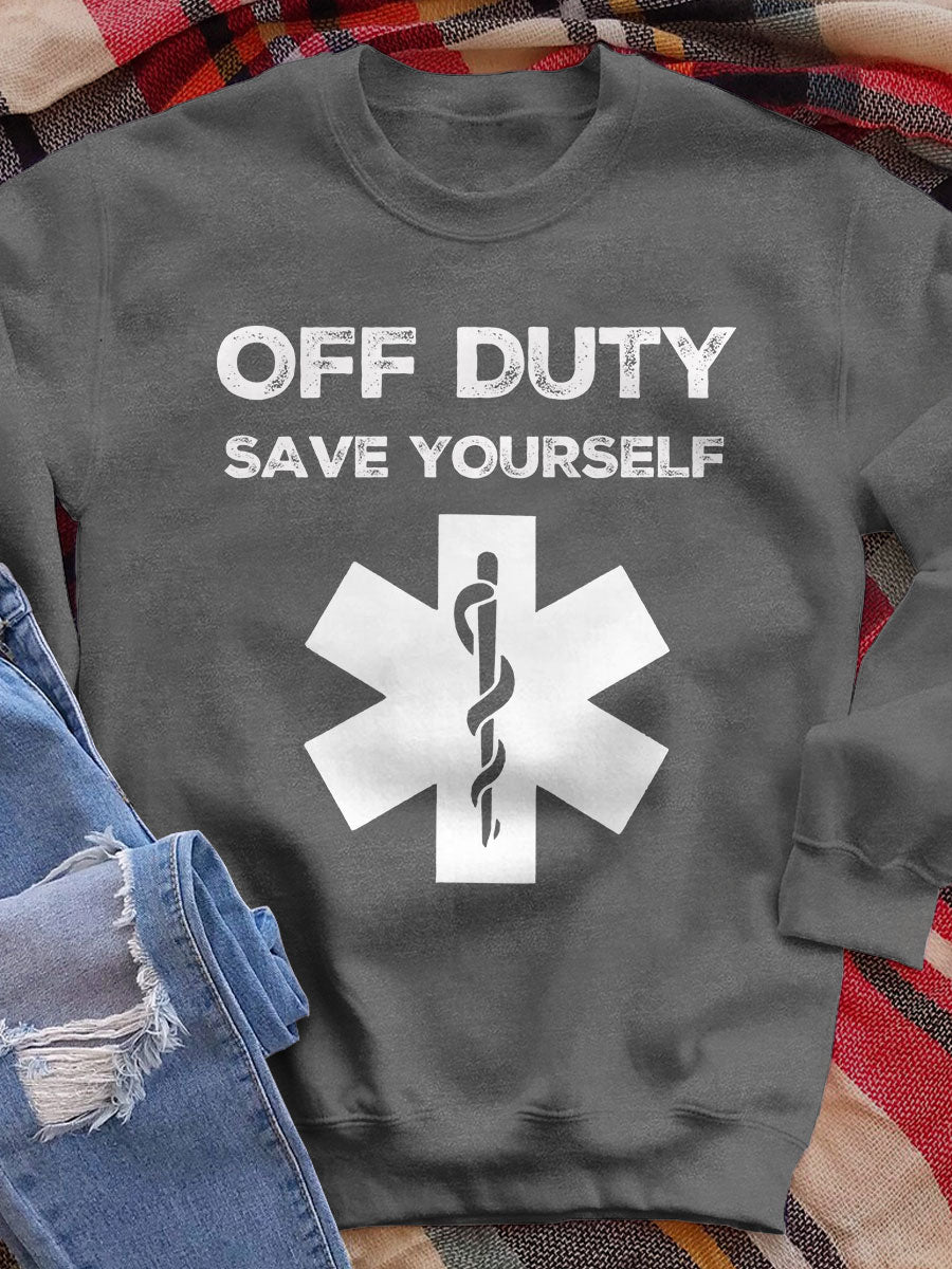 Off Duty Save Yourself Print Sweatshirt