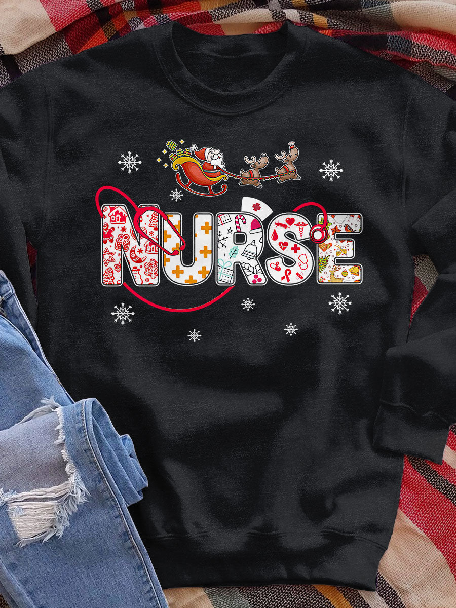 Nurse Christmas Print Sweatshirt