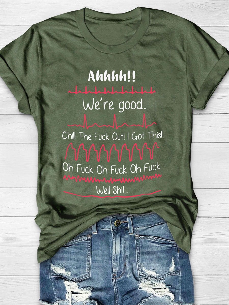 Funny Nurse Electrocardiogram Print Short Sleeve T-shirt