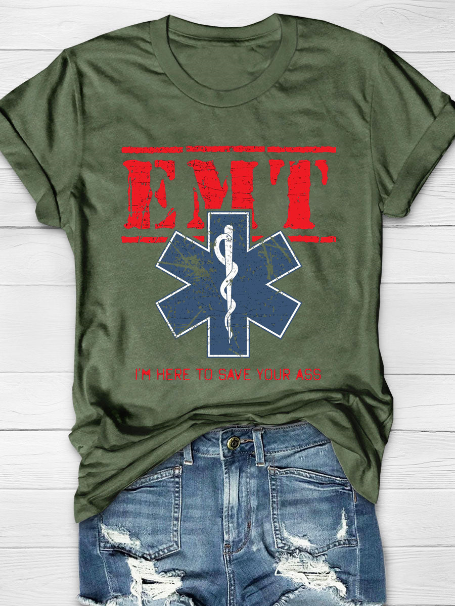 EMT Funny Quote Print Short Sleeve T-shirt
