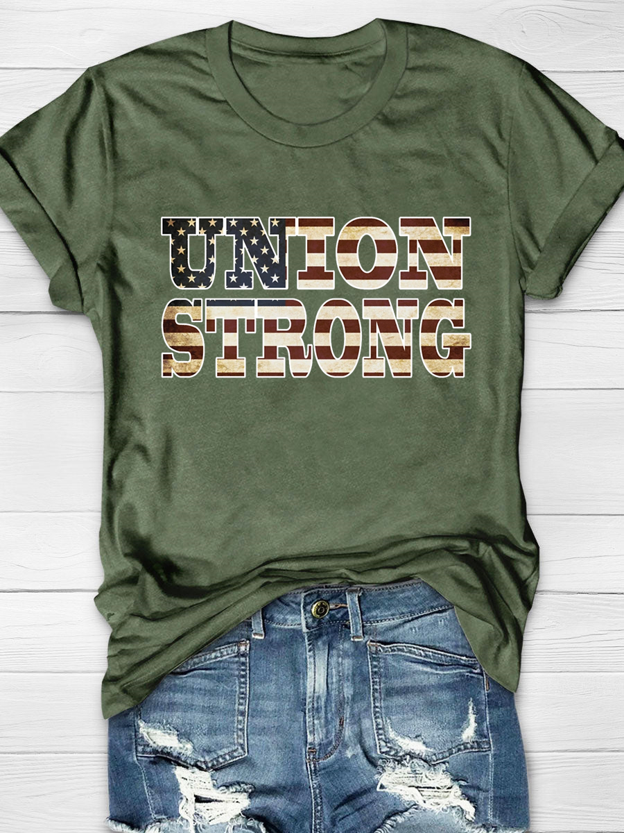  Union Strong and Solidarity Print T-Shirt