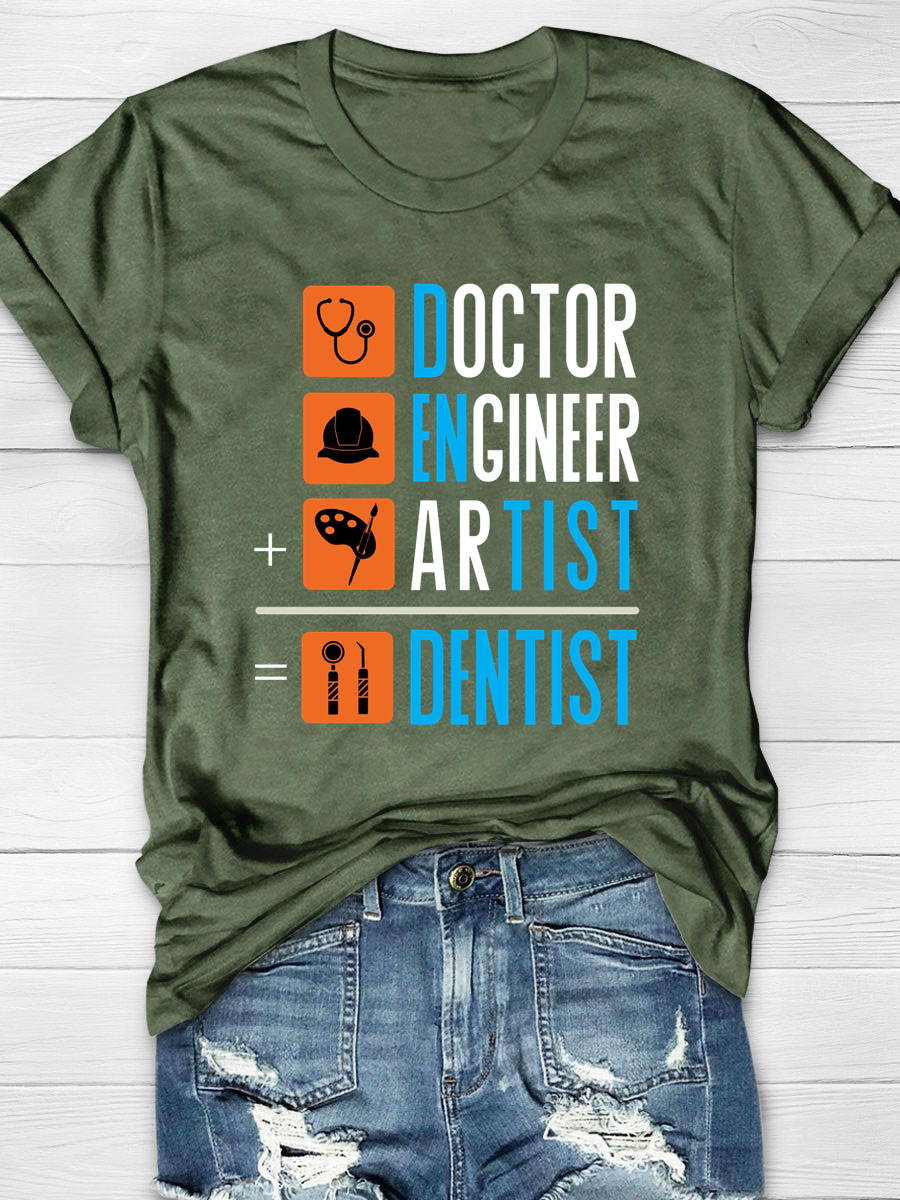 Funny Dentist Design Print T-shirt