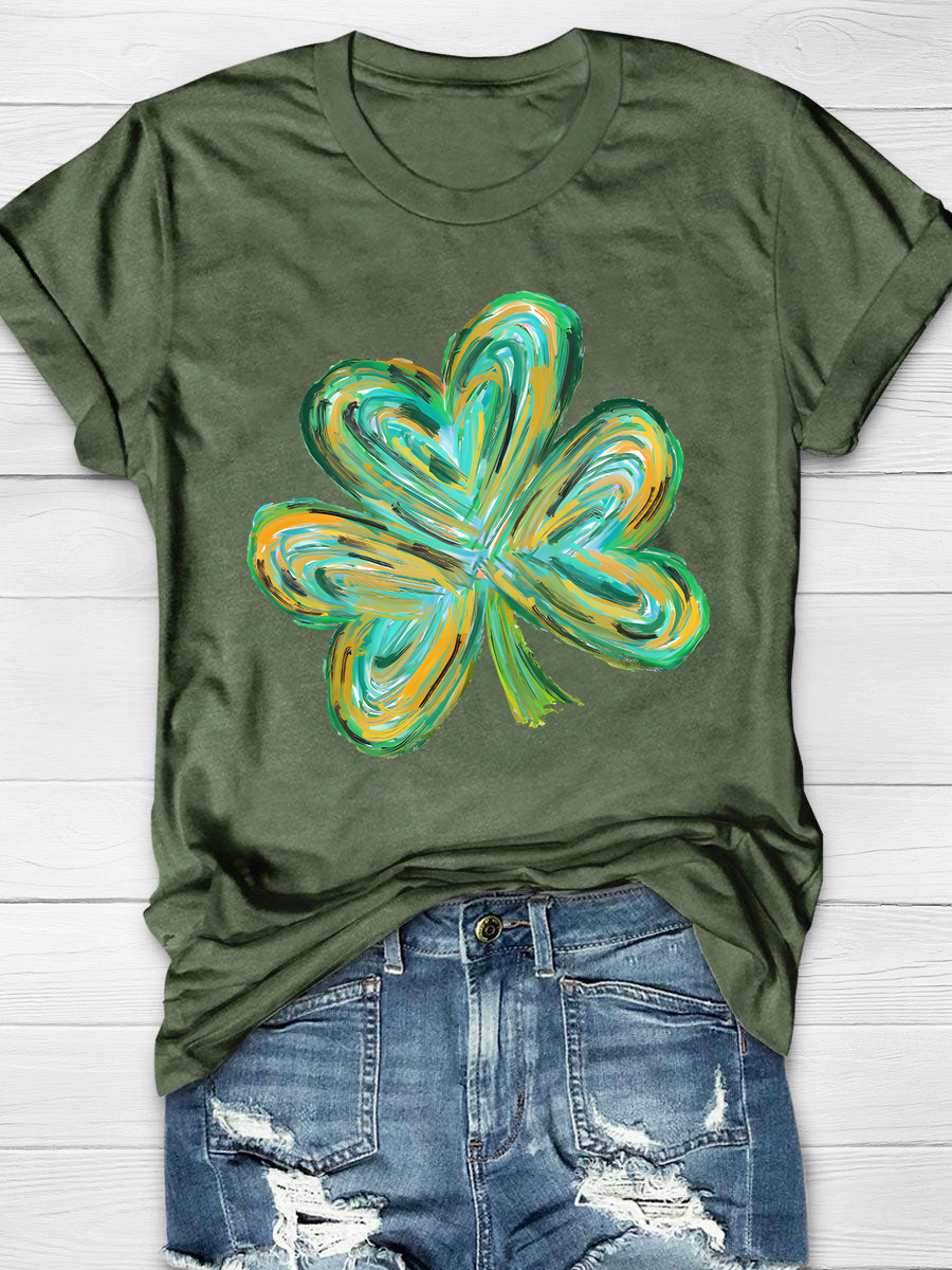 Colorful Clover St Patrick's Day Nurse Print T-Shirt