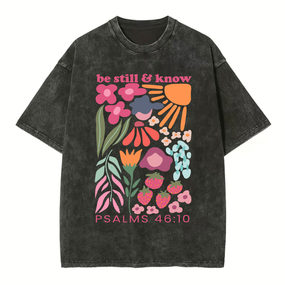 Be Still And Know Boho Christian Washed T-Shirt