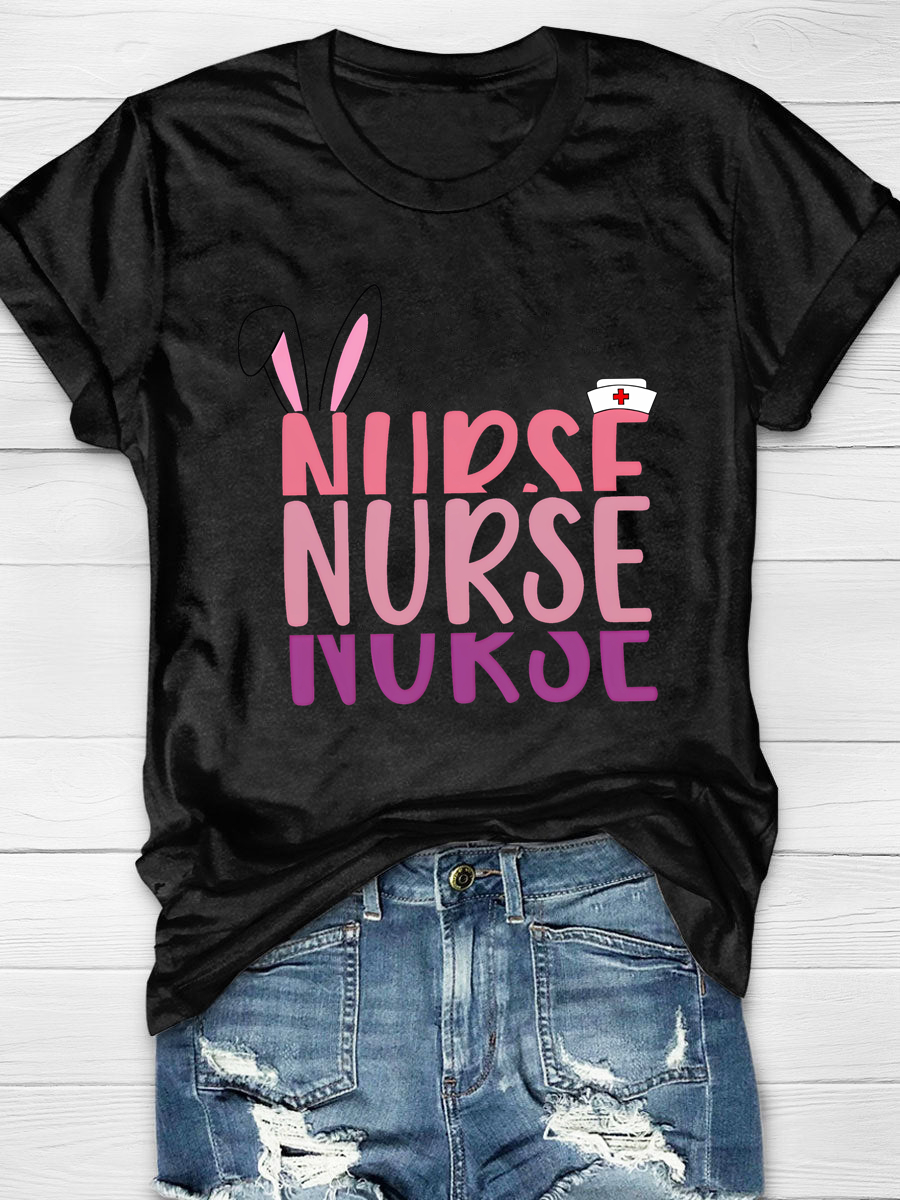 Nurse Bunny Print T-Shirt