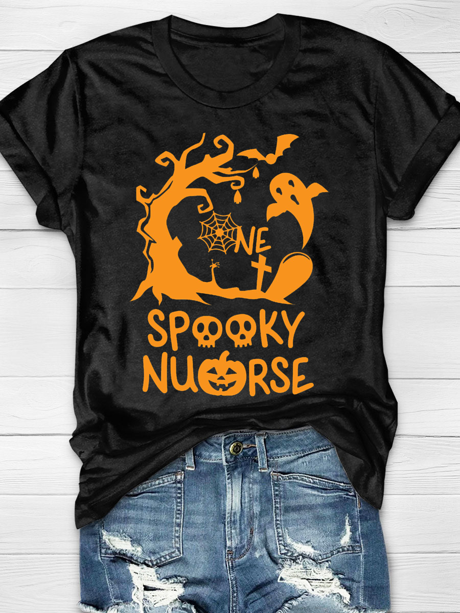 One Spooky Nurse Print T-shirt
