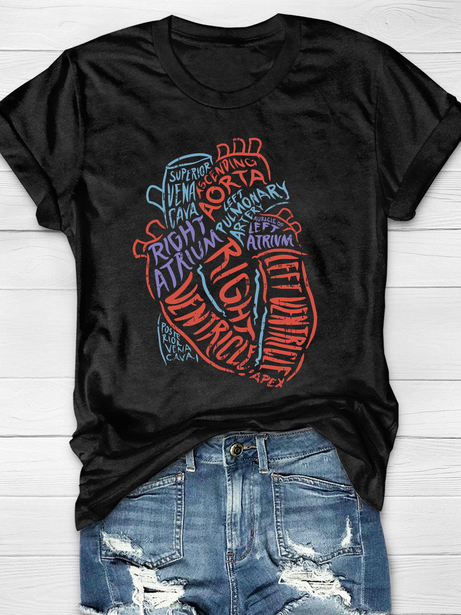 Anatomy Of Heart - Anatomical Organ Doctor Print T-shirt