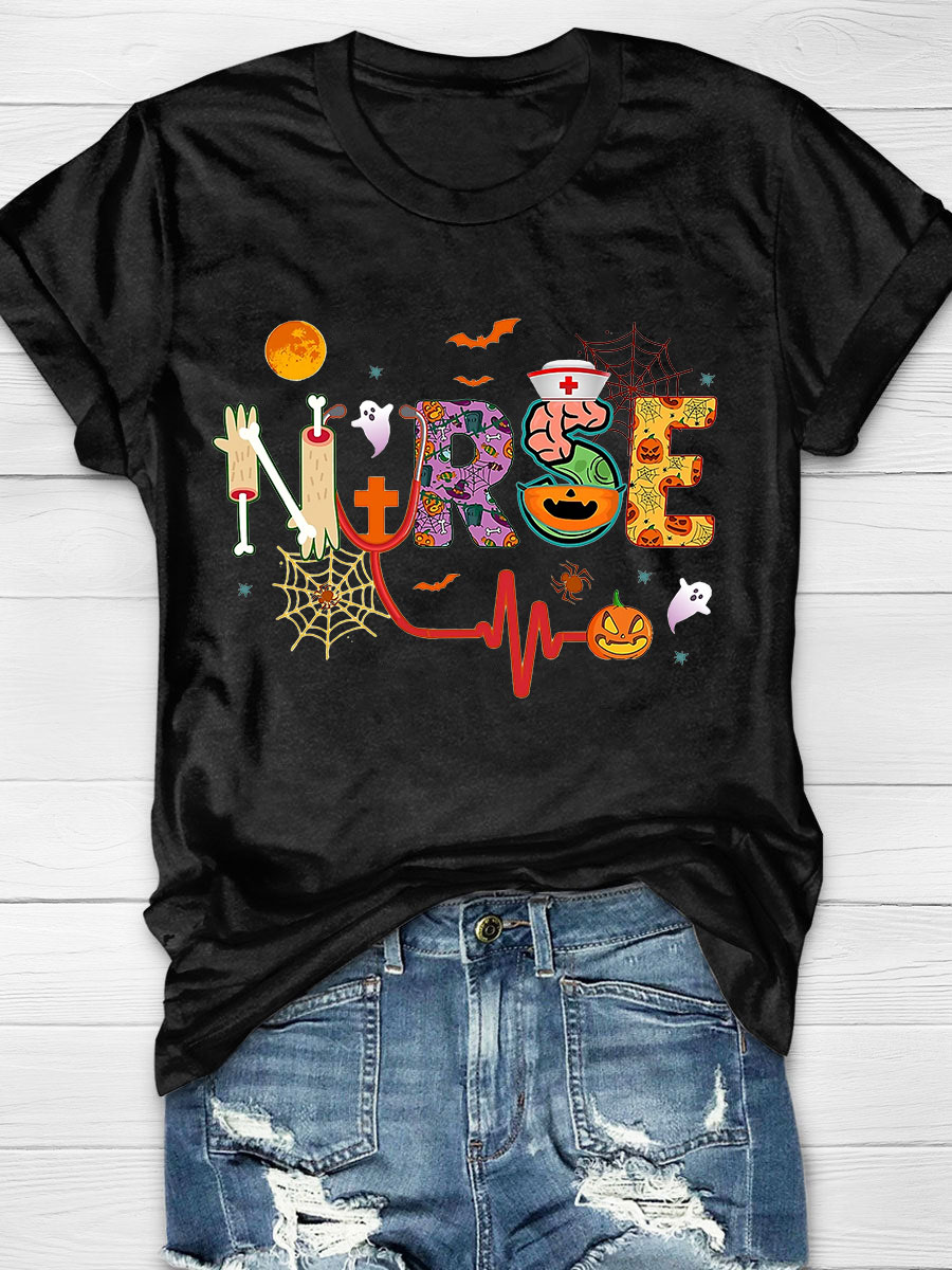 Nurse Halloween Costume Stethoscope Heartbeat Pumpkin Classic T-Shirt
