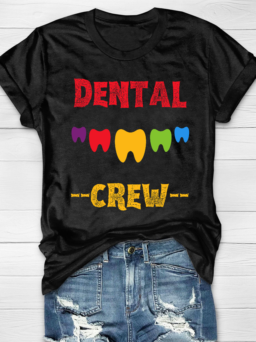 Dental Crew Funny Halloween Print T-shirt