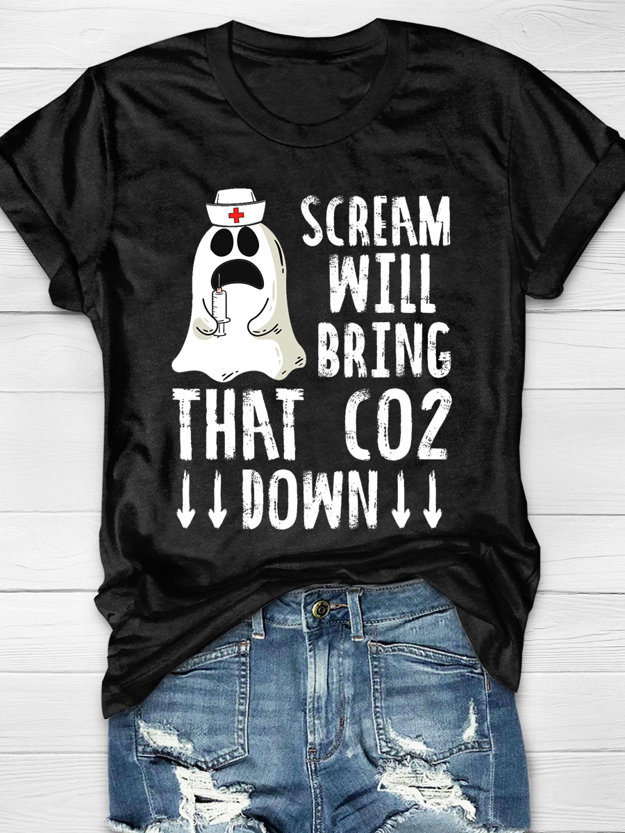 Scream Will Bring That CO2 Down Classic T-Shirt Print T-shirt