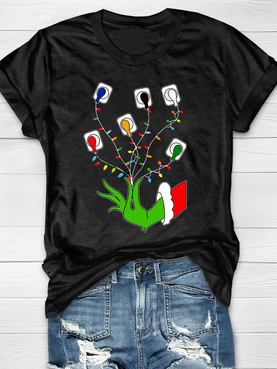 Christmas Lights EKG Nurse T-Shirt