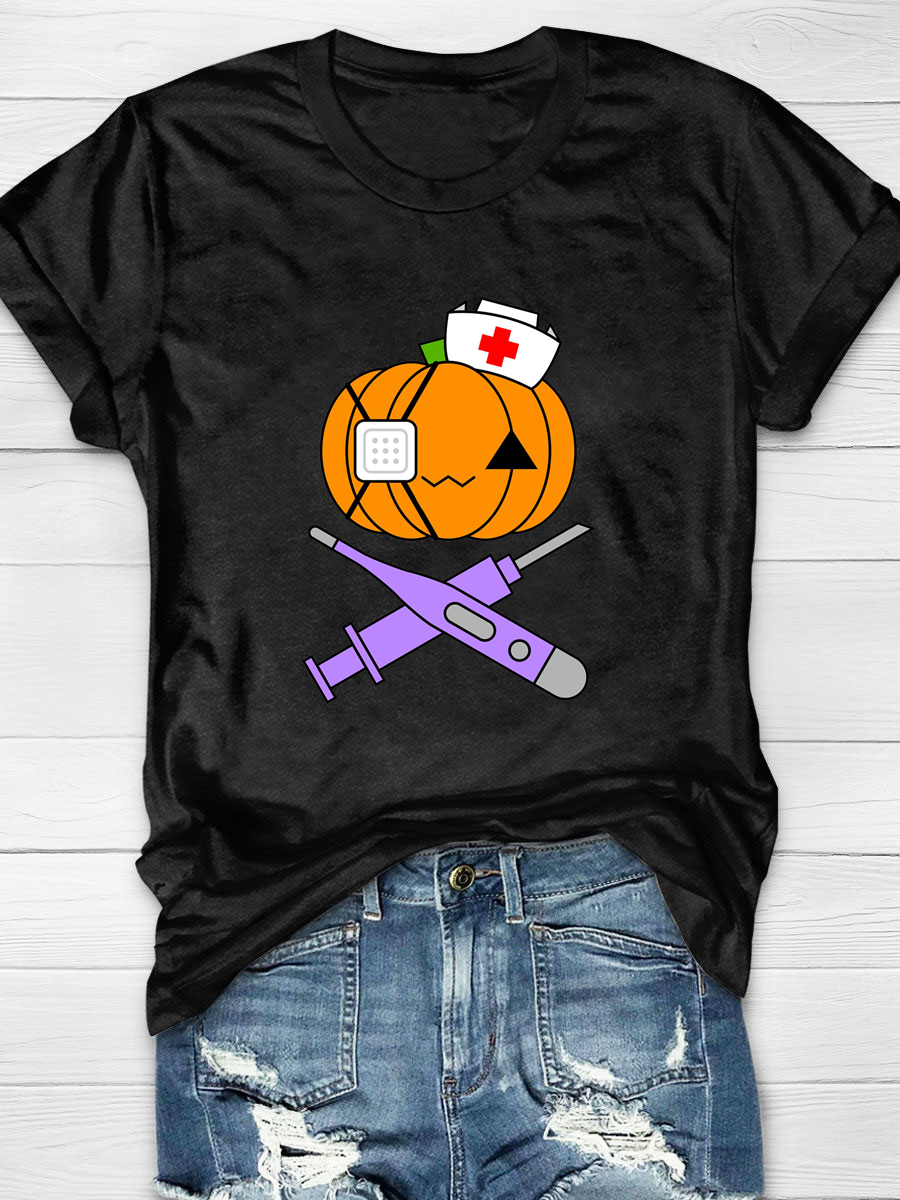 My Halloween Pumpkin Nurse Print T-shirt