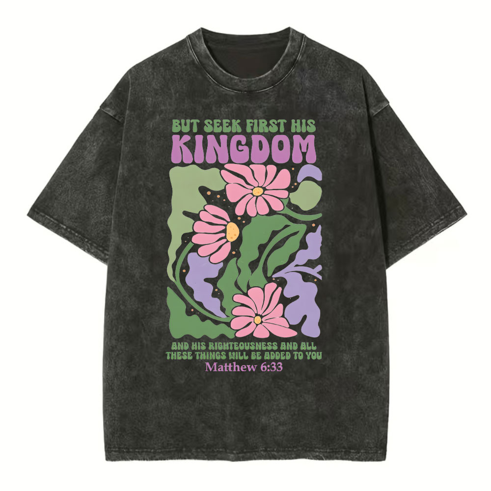But Seek First His Kingdom Boho Christian Washed T-Shirt