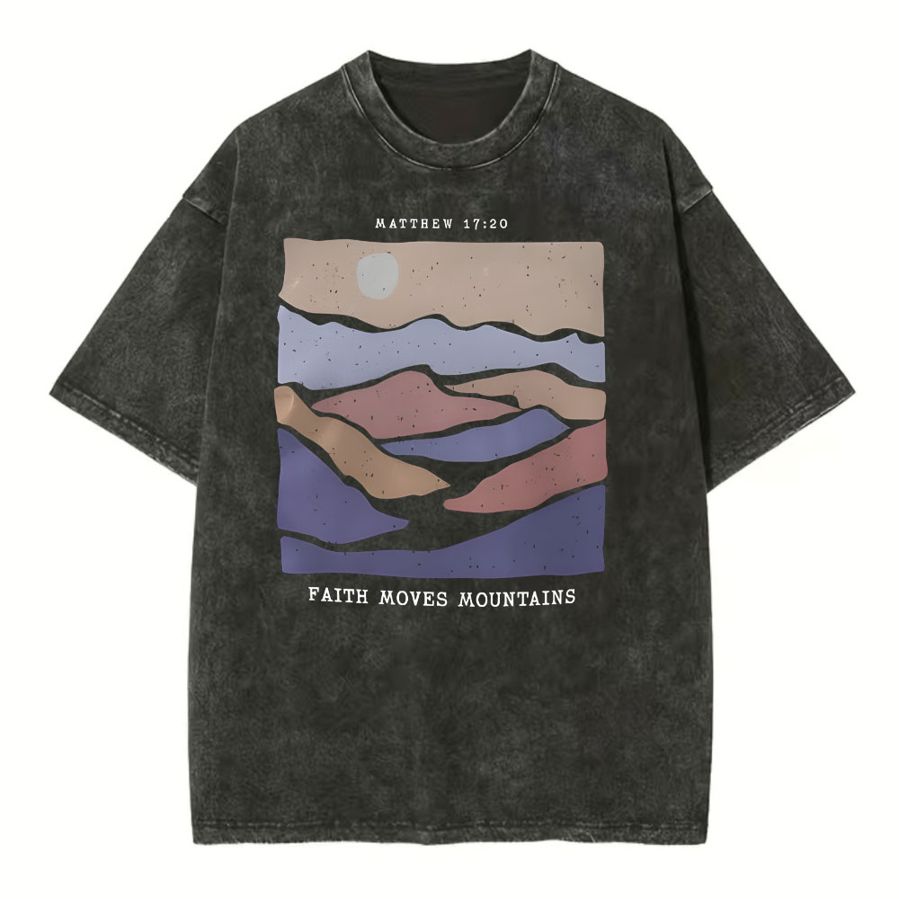 Faith Moves Mountain Christian Washed T-Shirt