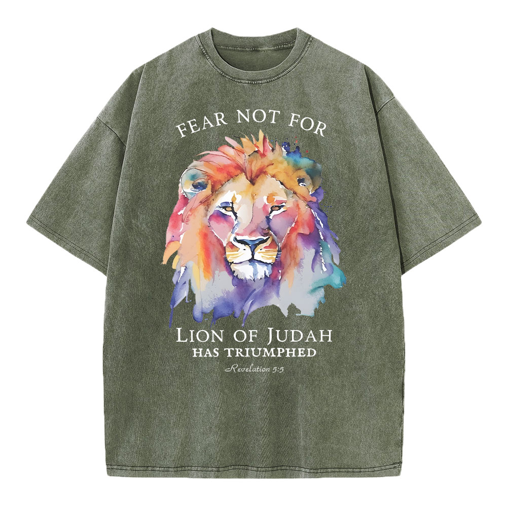 Fear Not For Lion Of Judah Christian Washed T-Shirt