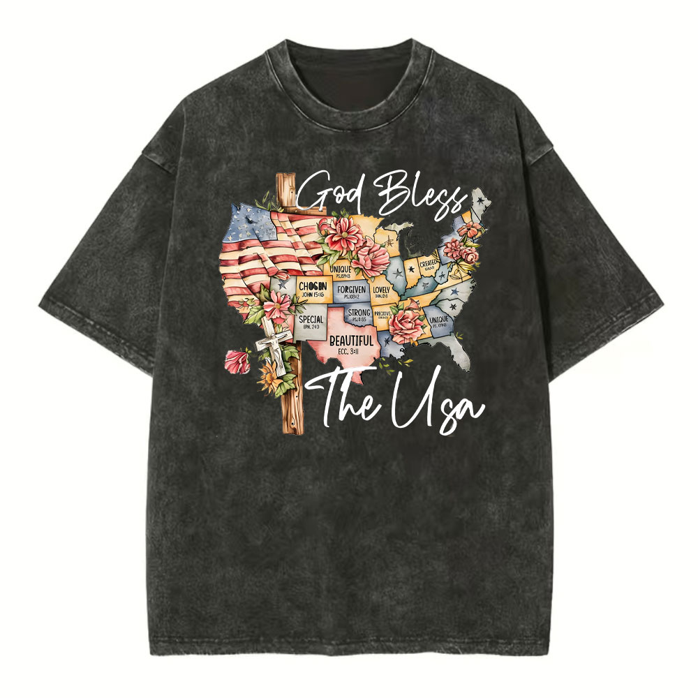 God Bless The USA Christian Washed T-Shirt
