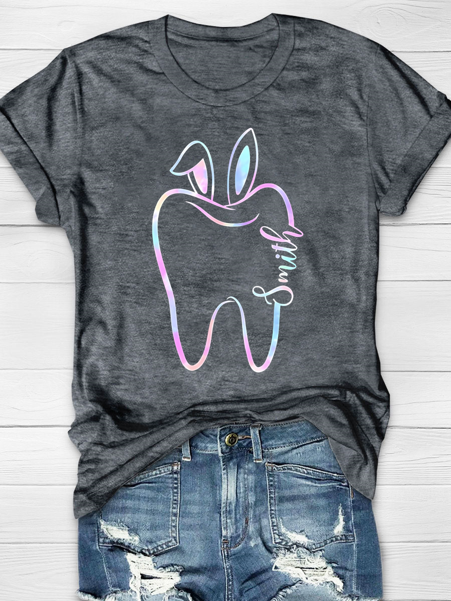 Personalized Easter Dental Hygienist Nurse Print T-Shirt