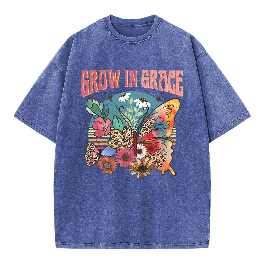 Grow In Grace Christian Washed T-Shirt
