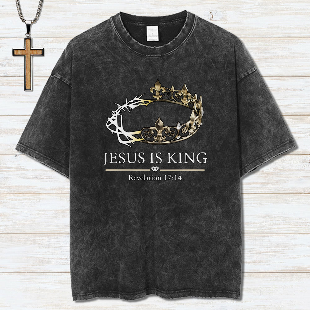 Jesus Is King Vintage Washed Christian T-Shirt