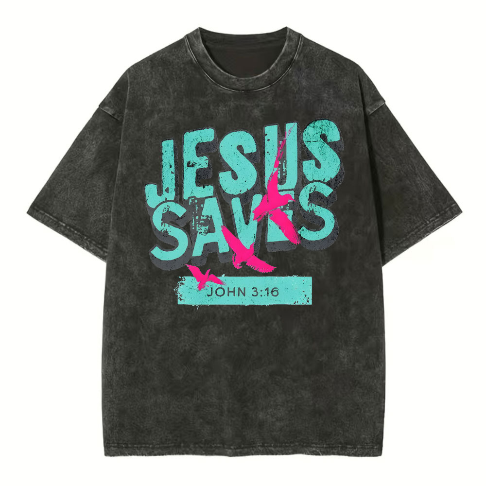 Jesus Saves Christian Washed T-Shirt