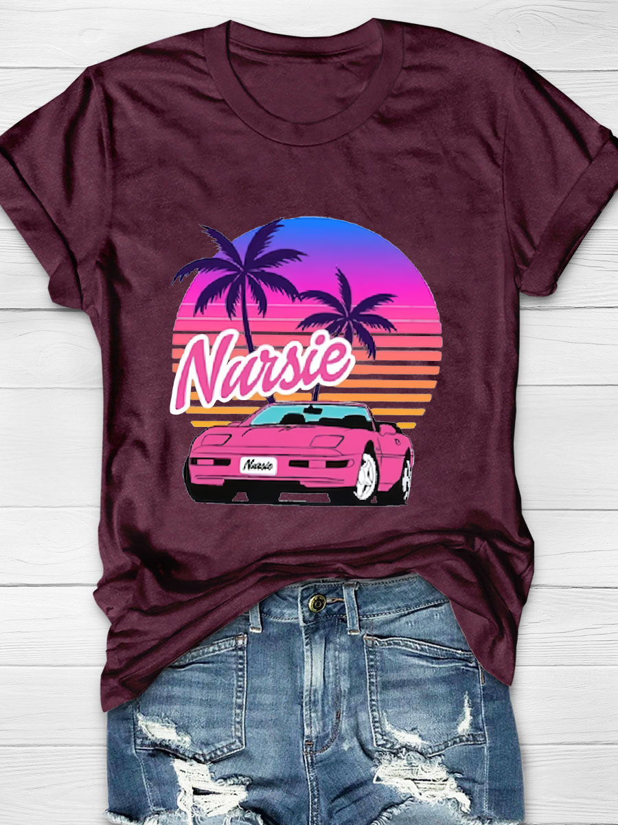 Nursie Summer And Pink Car Nurse T-Shirt
