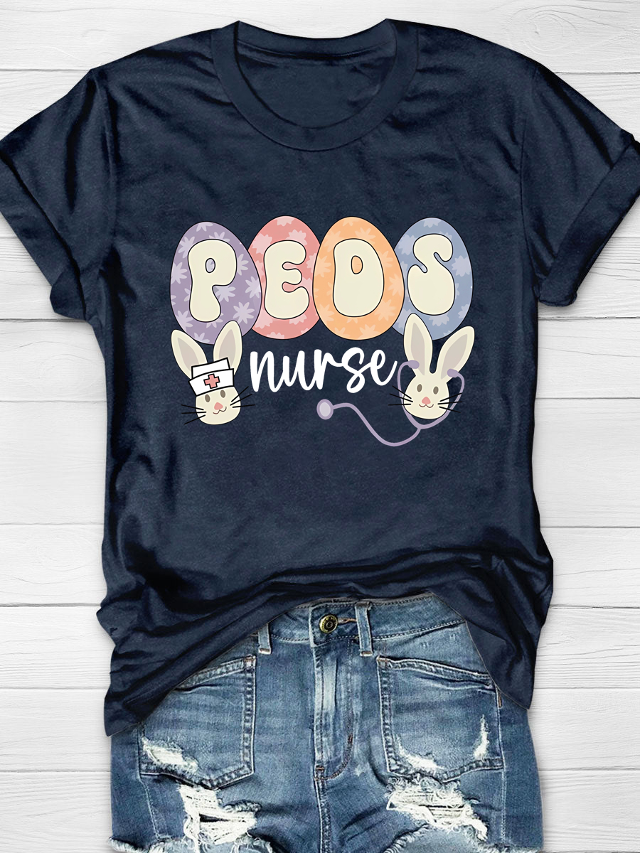 Pediatric Easter Nurse Print T-Shirt