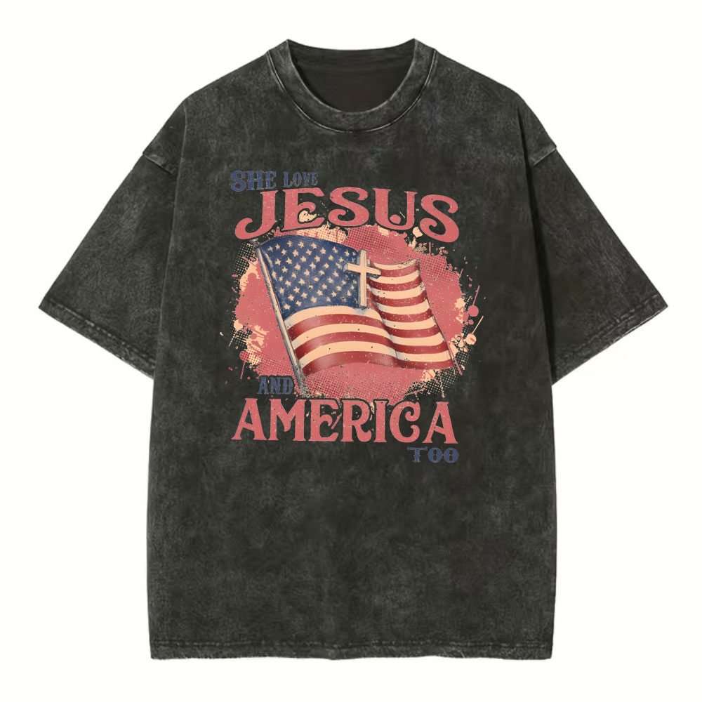 She Love Jesus And America Too Christian T-Shirt