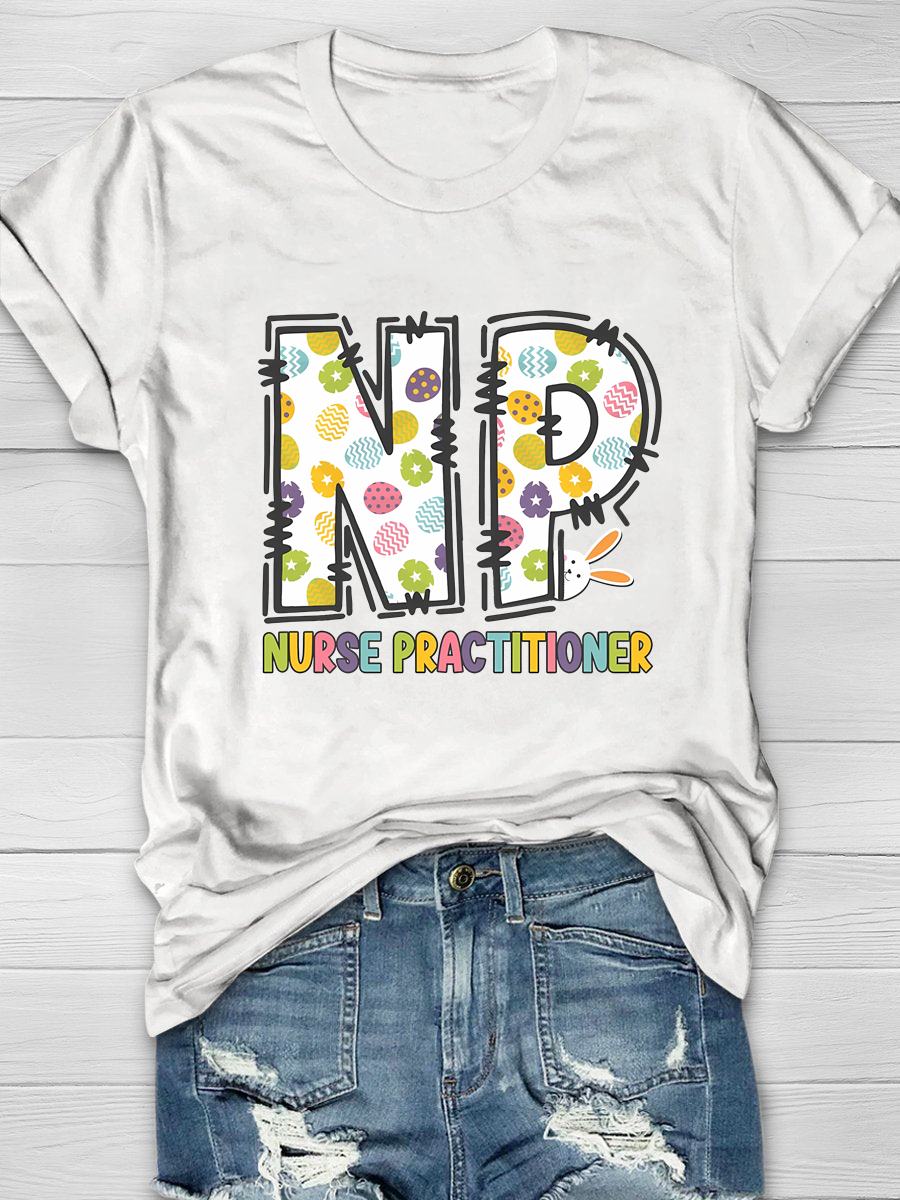 NP Nurse Practitioner Easter Print T-Shirt