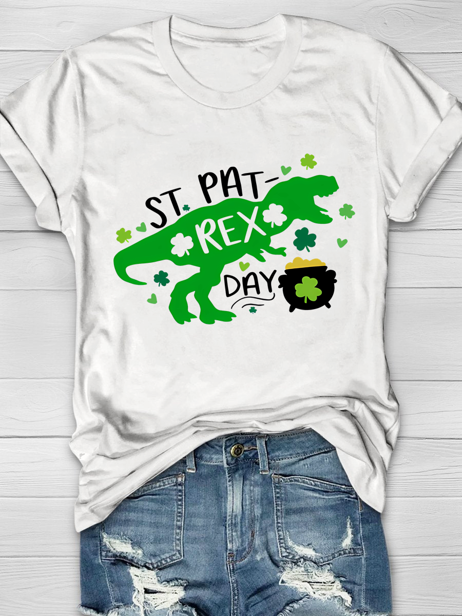 St Pat Rex Day Nurse Print T-Shirt