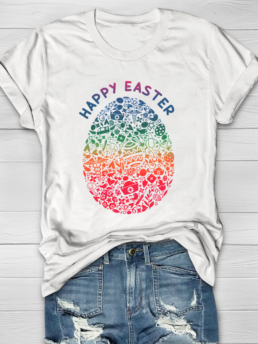 Happy Easter Nurse Print T-Shirt