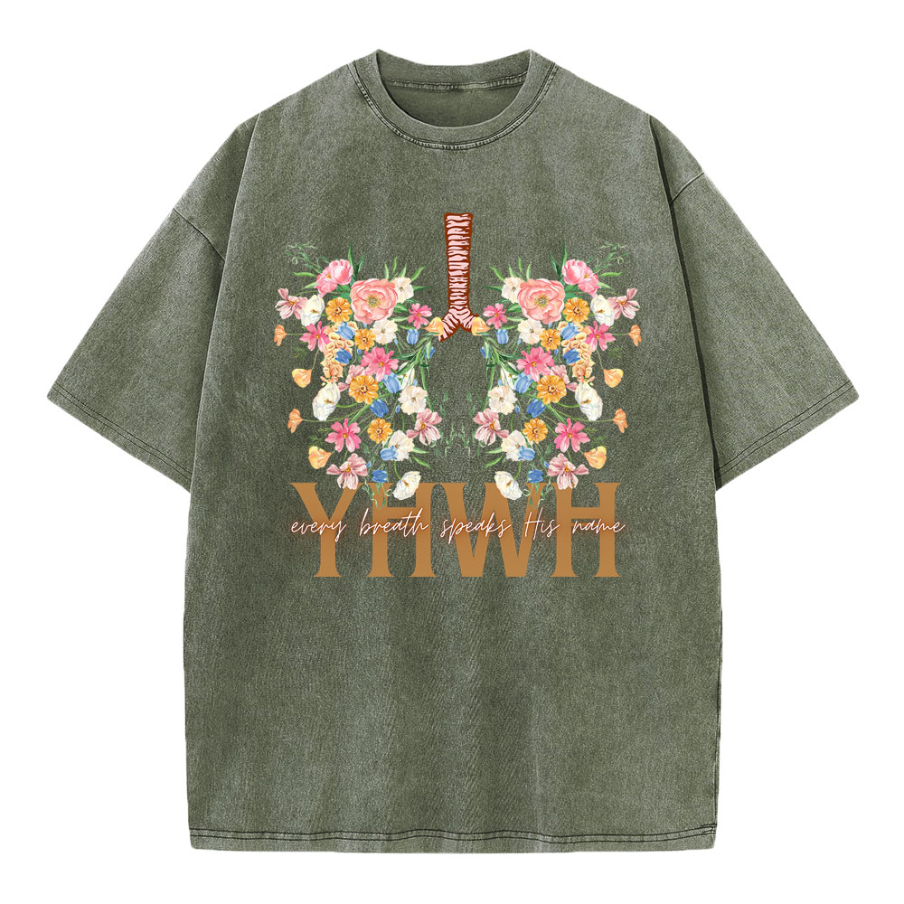 YHWH Floral Christian Washed T-Shirt