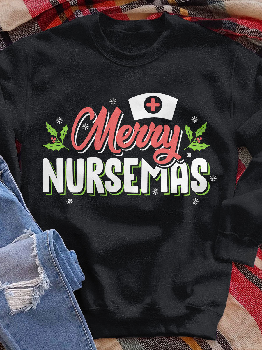 Merry Nursemas Print Sweatshirt