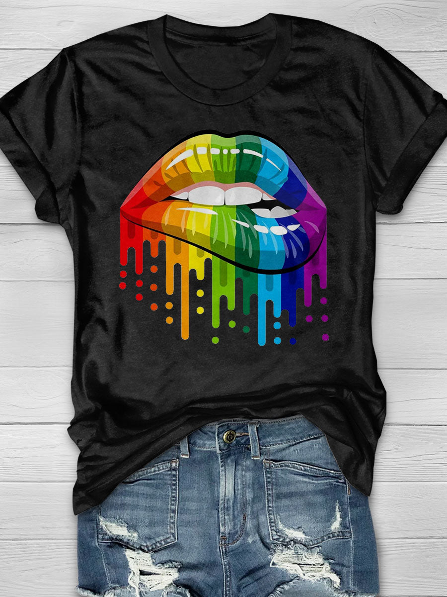 Rainbow Lips print T-shirt